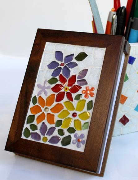 Bloco de Anotações Floral em mosaico