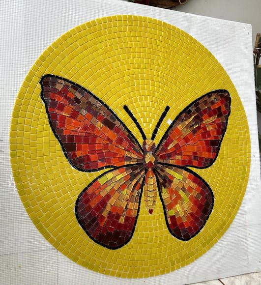 Borboleta em Mosaico em Tela (fixação em Área Externa)