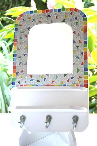 Cabideiro com Espelho Mosaico Colorido