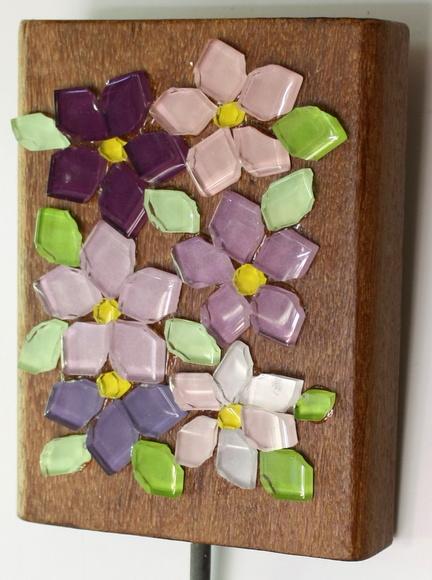 Cabideiro em Mosaico 1 Gancho Flor Lilás