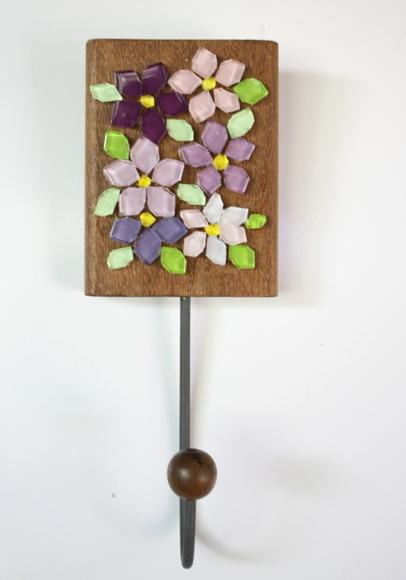 Cabideiro em Mosaico 1 Gancho Flor Lilás