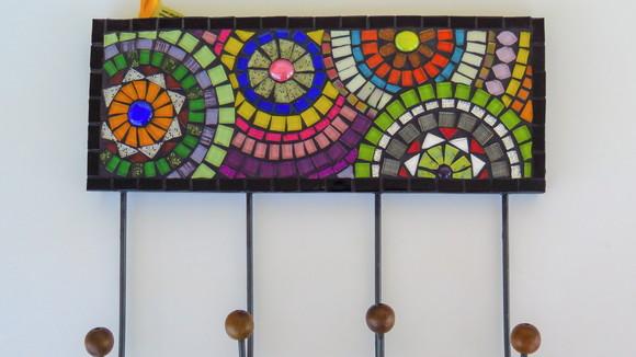 Cabideiro em Mosaico Círculos 4 Ganchos