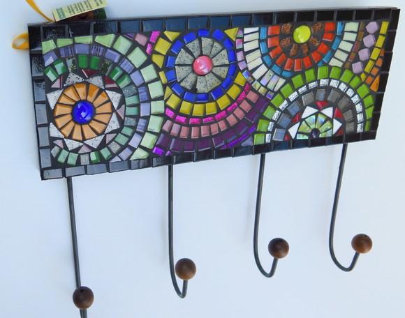 Cabideiro em Mosaico Círculos 4 Ganchos