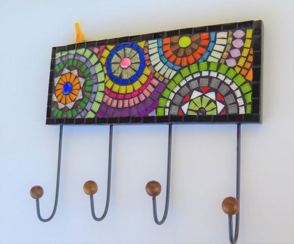 Cabideiro em Mosaico Círculos 4 Ganchos