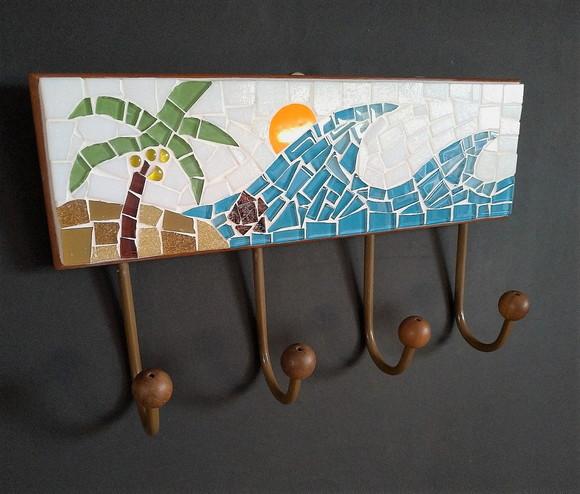 Cabideiro em Mosaico Mar 4 Ganchos