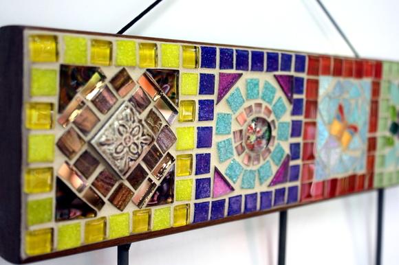 Cabideiro em Mosaico Patchwork 3 Ganchos