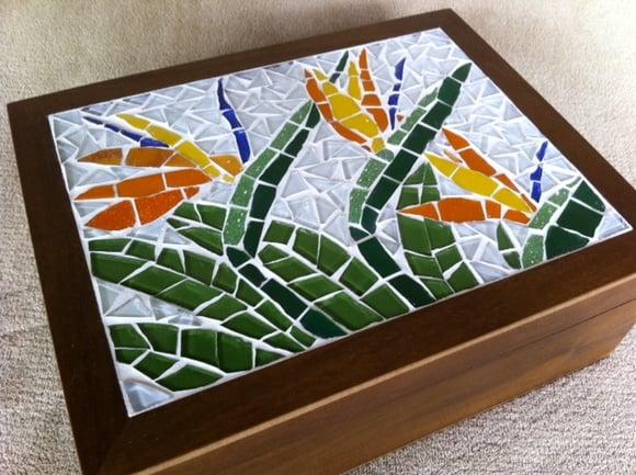 Caixa de Chá em Mosaico Strelitzia