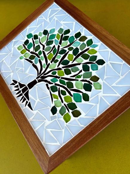 Caixa de Chá ou Multiuso em Mosaico Árvore da Vida
