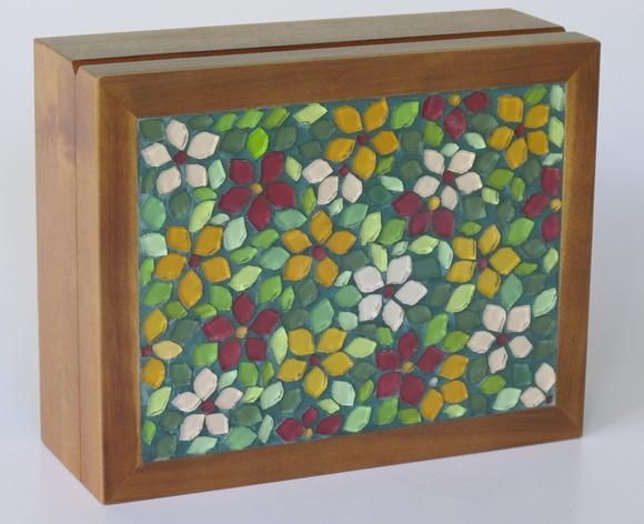Caixa de Costura em Mosaico Flores