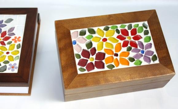 Caixa Porta Cartões em Mosaico Flores