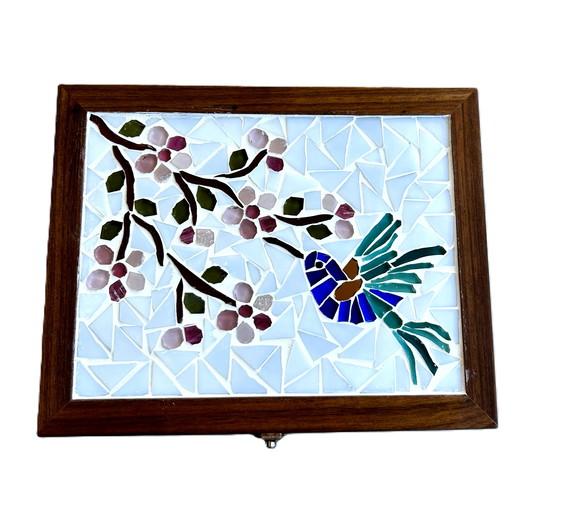 Caixa Porta Jóias em Mosaico Beija-flor