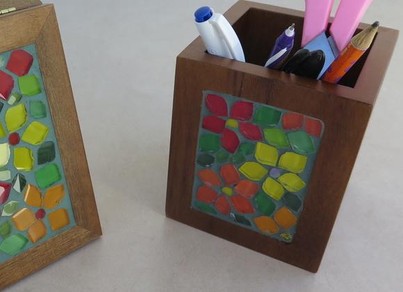 Conjunto Porta Lápis e Bloco Mosaico