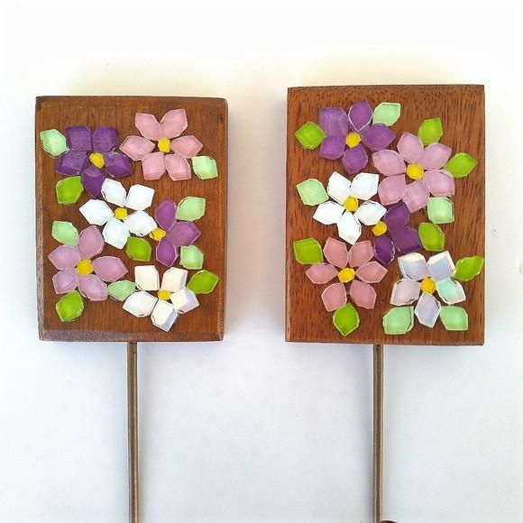 Duo de Cabideiro em Mosaico 1 Gancho Flor