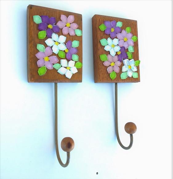 Duo de Cabideiro em Mosaico 1 Gancho Flor