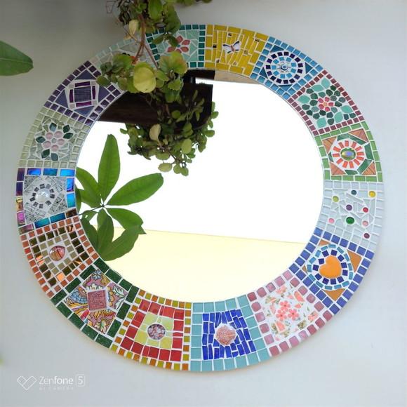 Espelho em Mosaico Patchwork 50 cm