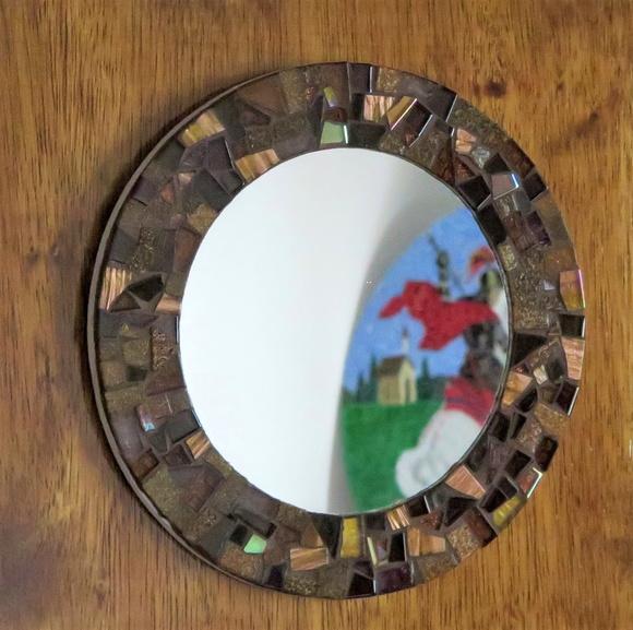 Espelho em Mosaico Redondo Marrom 25 cm