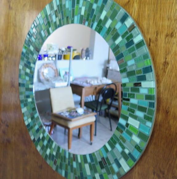 Espelho em Mosaico Verde 50 cm