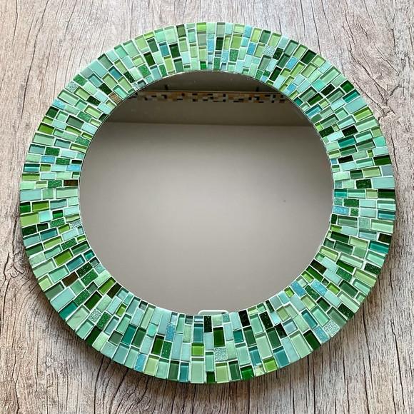 Espelho em Mosaico Verde Água 50 cm