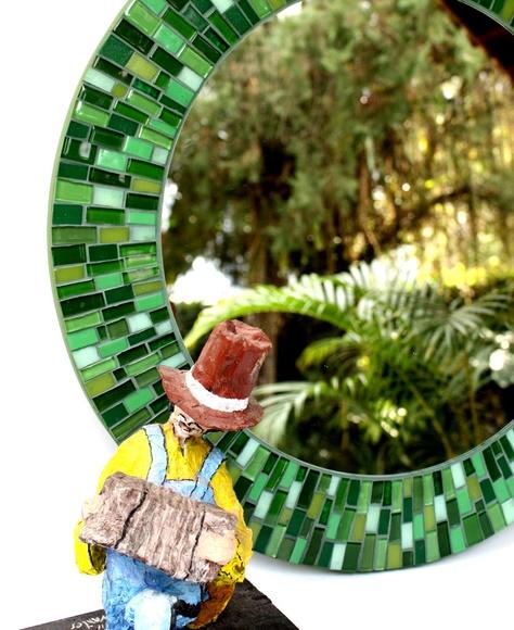 Espelho em Mosaico Verde 50 cm