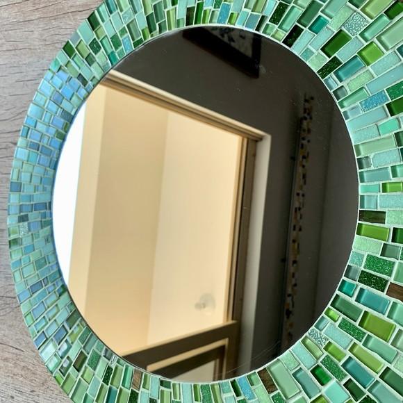 Espelho em Mosaico Verde Água 50 cm