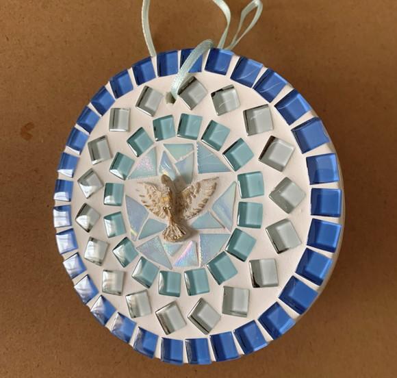Mandala Divino em Mosaico Mini Azul