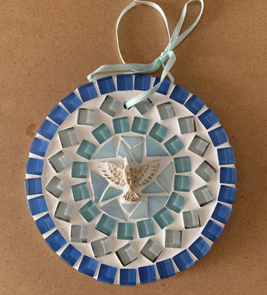 Mandala Divino em Mosaico Mini Azul
