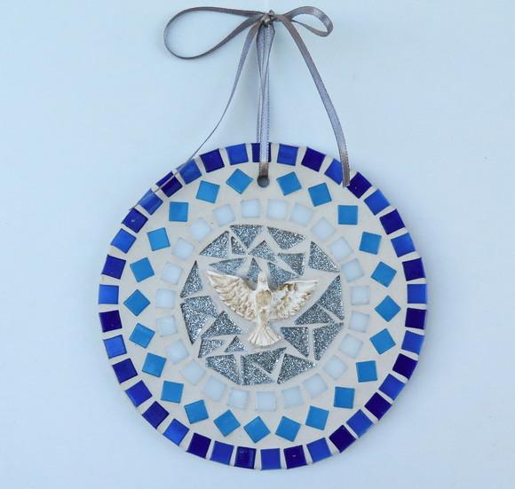 Mandala Divino em Mosaico Mini Azul