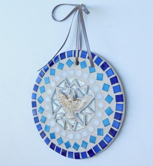 Mandala Divino em Mosaico Mini Azul