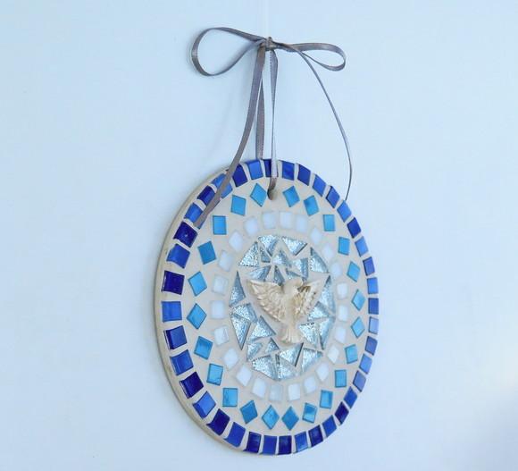 Mandala Divino em Mosaico Mini Azul