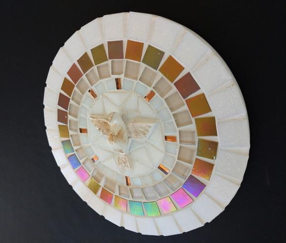 Mandala Divino Espírito Mosaico Branca P