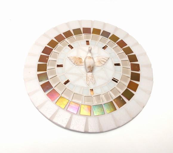 Mandala Divino Espírito Mosaico Branca P