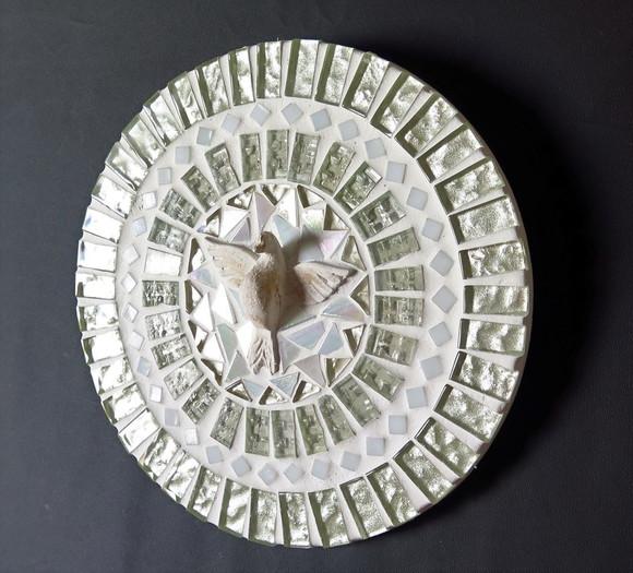 Mandala Divino Espírito Santo Branca 20 cm