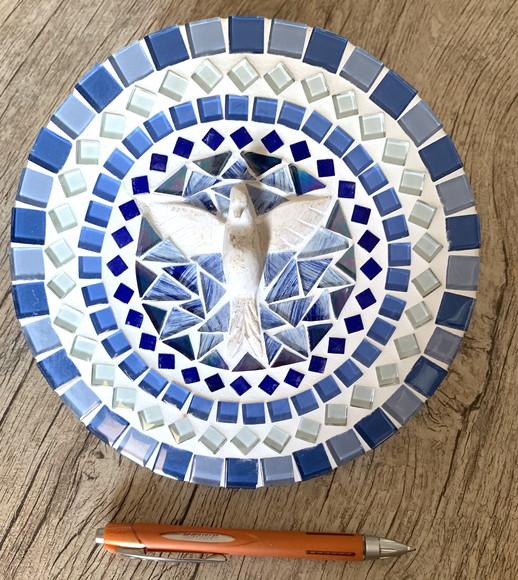 Mandala Divino Espírito Santo em Mosaico Azul