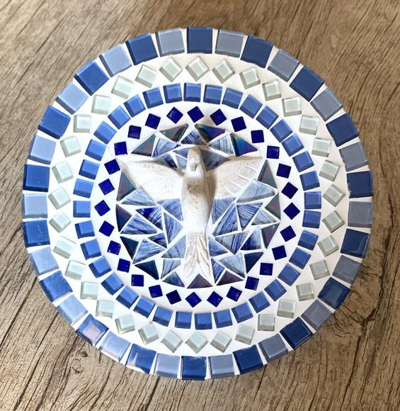 Mandala Divino Espírito Santo em Mosaico Azul