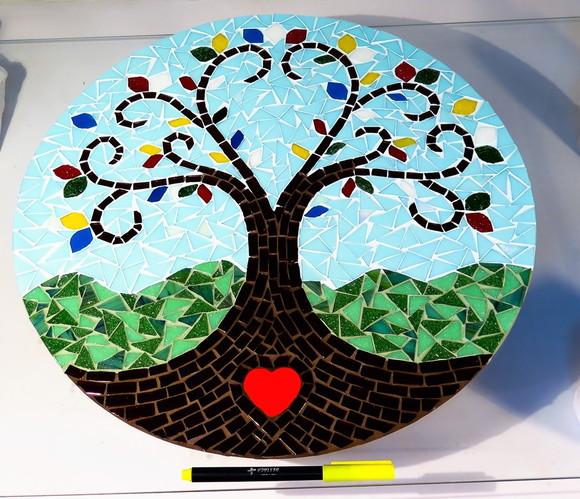 Mandala em Mosaico Árvore da Vida Coração