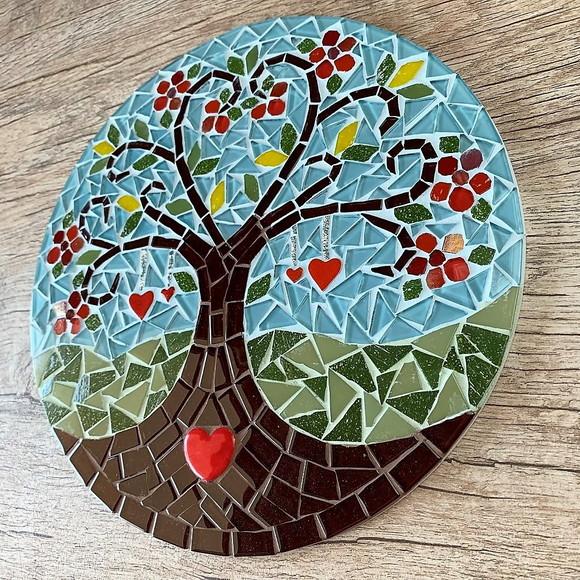 Mandala em Mosaico Árvore da Vida Coração Flor