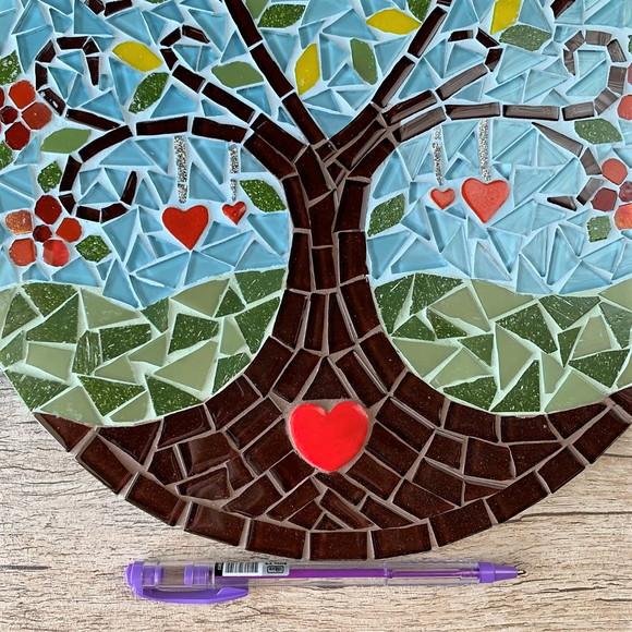 Mandala em Mosaico Árvore da Vida Coração Flor