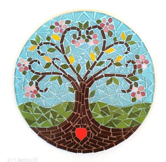 Mandala em Mosaico Árvore da Vida Coração Flor