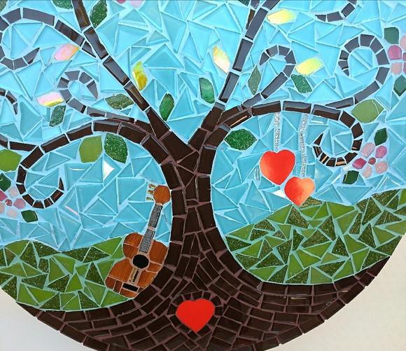 Mandala em Mosaico Árvore da Vida Coração Flor