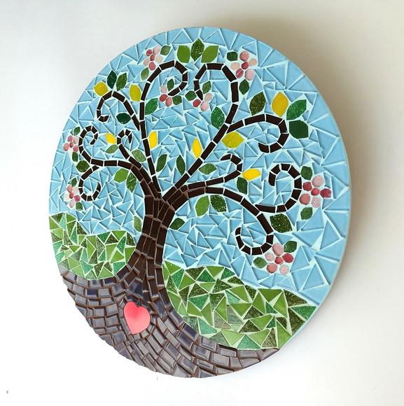 Mandala em Mosaico Árvore da Vida Coração Flor