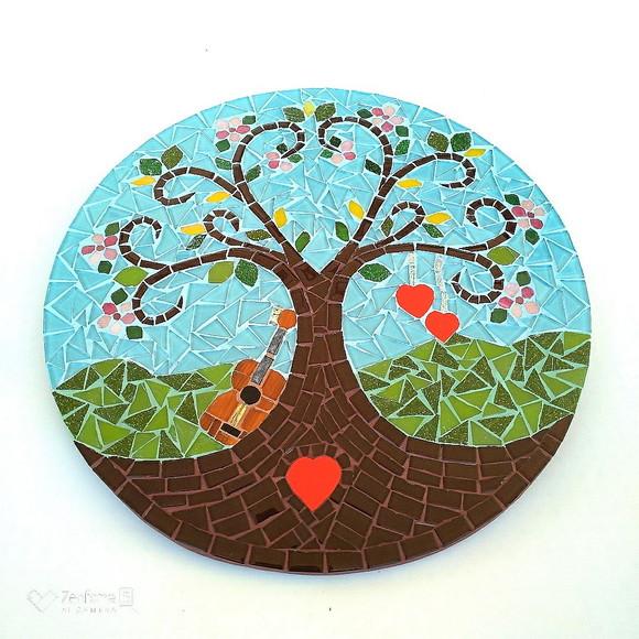 Mandala em Mosaico Árvore da Vida Coração Flor