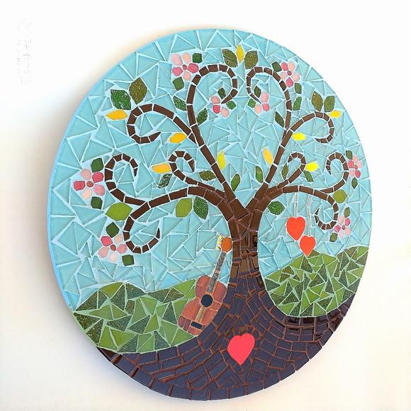 Mandala em Mosaico Árvore da Vida Coração Flor