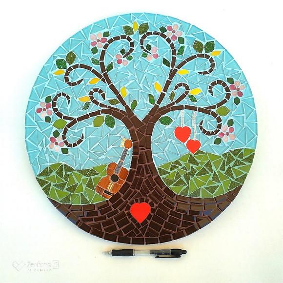 Mandala em Mosaico Árvore da Vida Coração Flor
