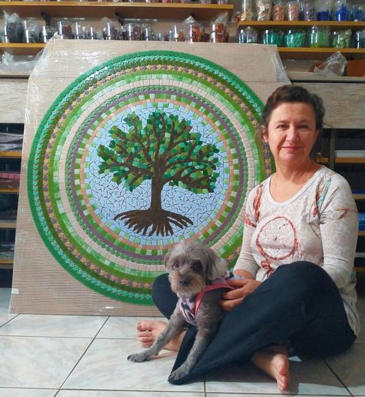 Mandala em Mosaico Árvore da Vida para Piso ou parede externa