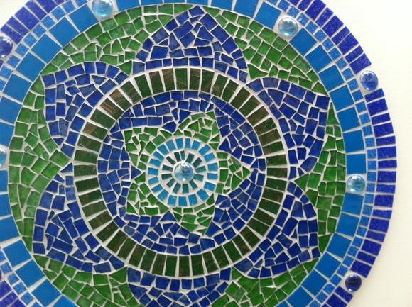 Mandala em Mosaico Azul e Verde