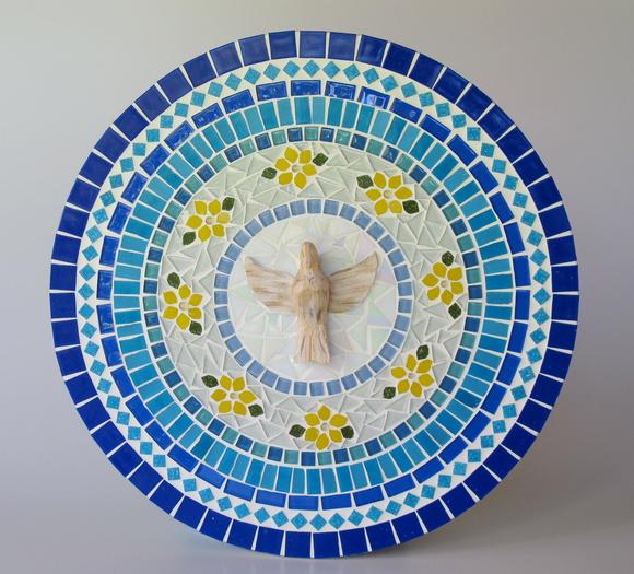 Mandala em Mosaico Divino Espírito Santo Azul