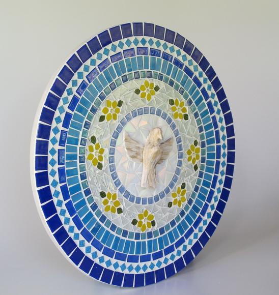 Mandala em Mosaico Divino Espírito Santo Azul