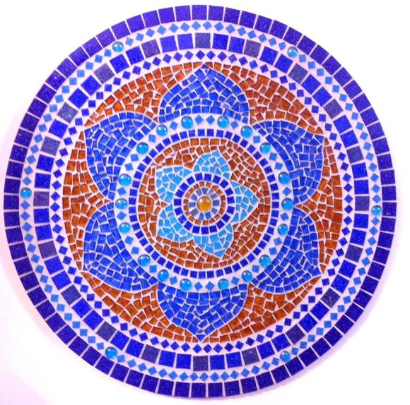 Mandala em Mosaico Marroquina Azul