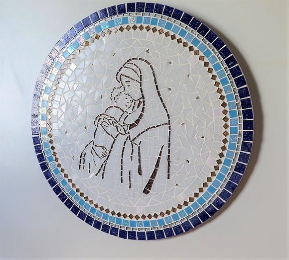 Mandala Mosaico Nossa Senhora e Menino Jesus