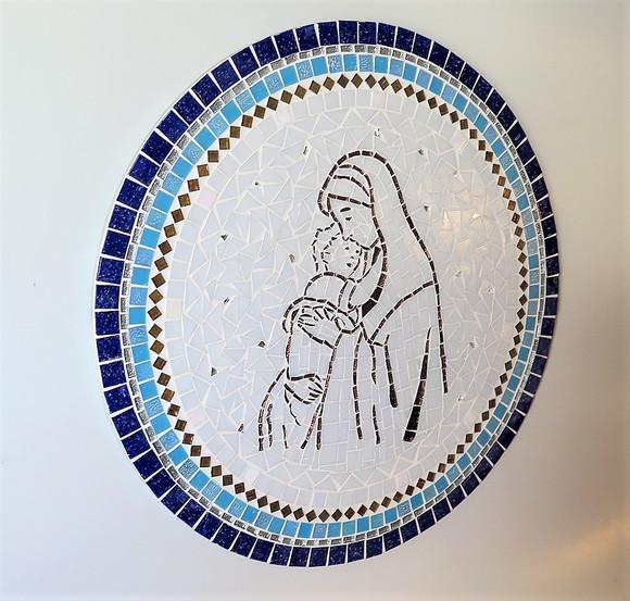 Mandala Mosaico Nossa Senhora e Menino Jesus
